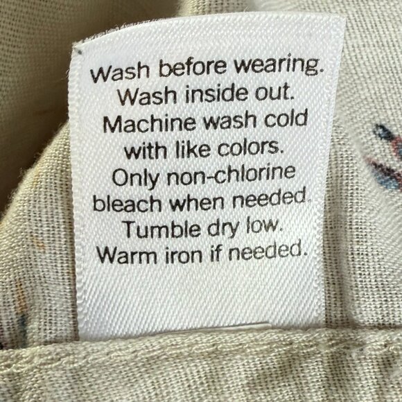 Sonoma Cowboy Print Camp Shirt Cream Linen Cotton Blend Short Sleeve Sz S - Picture 4 of 9